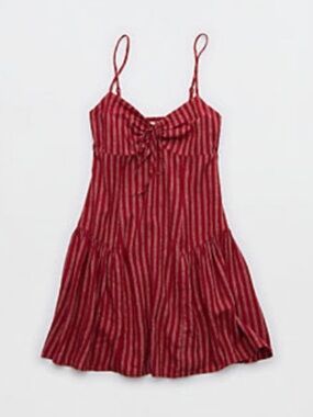 Aerie Red Striped Spaghetti Strap Sundress